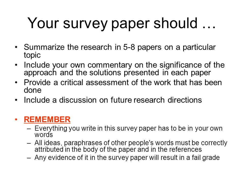 How to write survey research paper